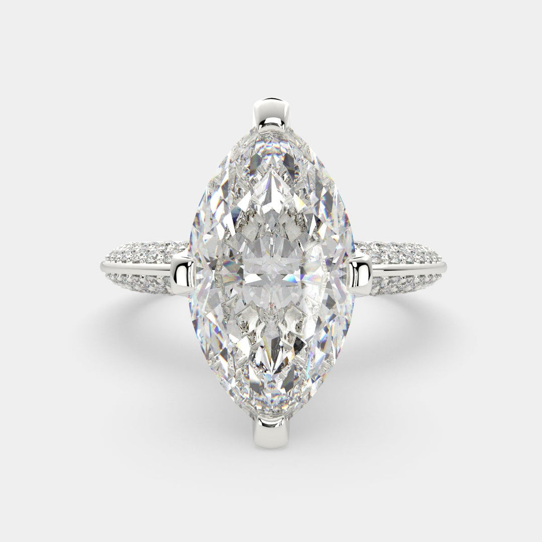 Daria Marquise Cut Pave 6 Prong Engagement Ring Setting - Nivetta