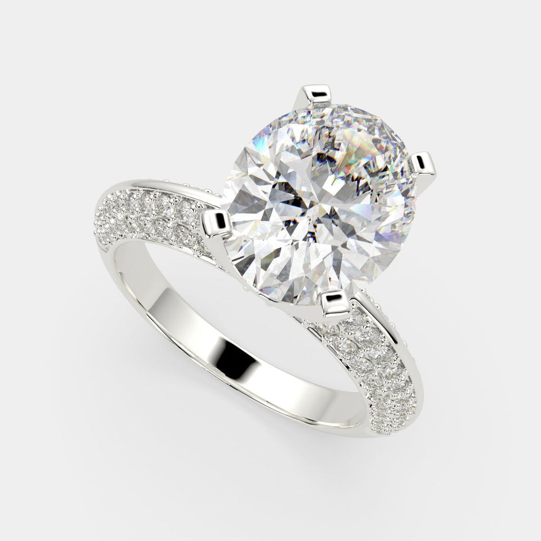 Daria Oval Cut Pave 6 Prong Engagement Ring Setting - Nivetta