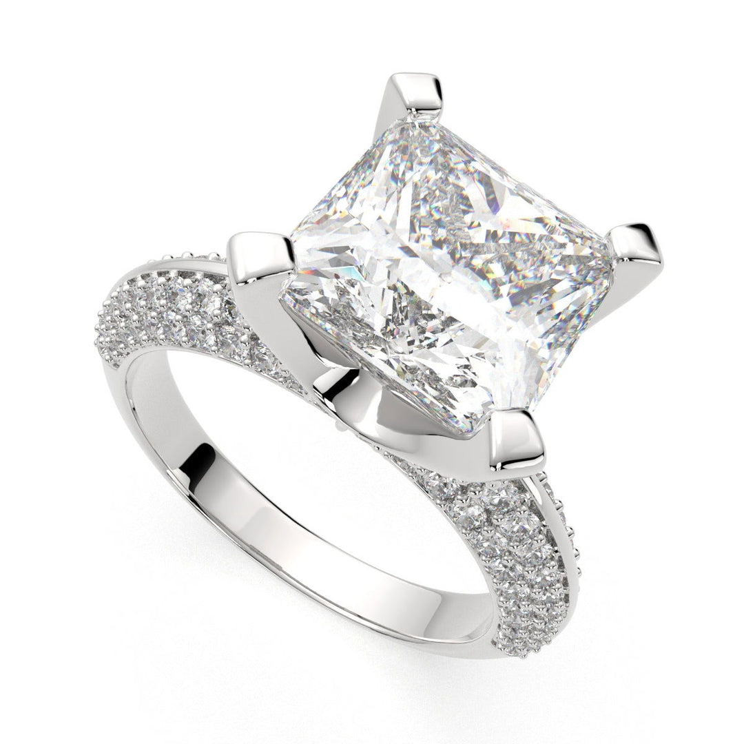 Daria Princess Cut Pave 6 Prong Engagement Ring Setting - Nivetta