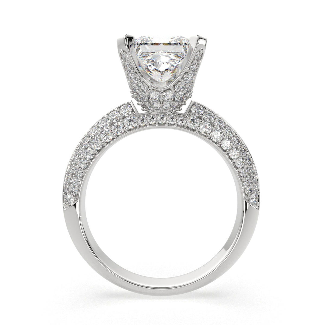 Daria Princess Cut Pave 6 Prong Engagement Ring Setting - Nivetta