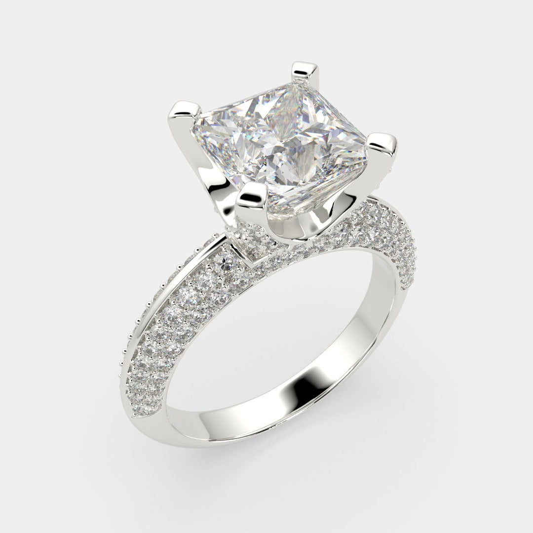 Daria Princess Cut Pave 6 Prong Engagement Ring Setting - Nivetta