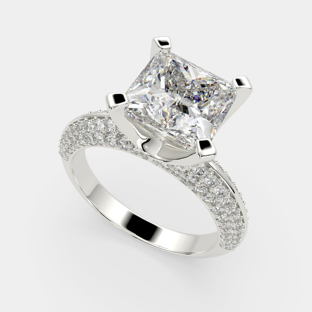 Daria Princess Cut Pave 6 Prong Engagement Ring Setting - Nivetta