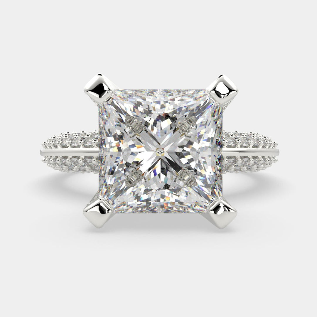 Daria Princess Cut Pave 6 Prong Engagement Ring Setting - Nivetta