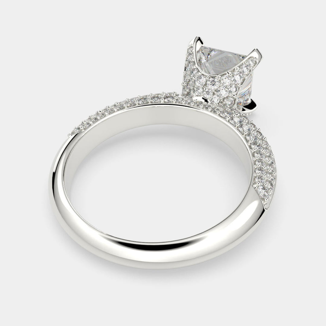 Daria Princess Cut Pave 6 Prong Engagement Ring Setting - Nivetta