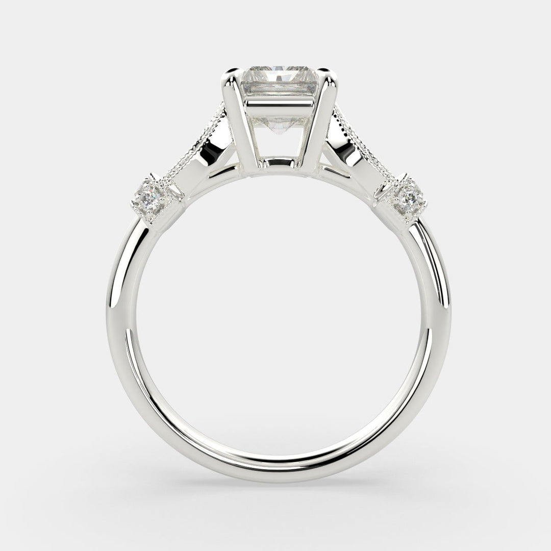 Daria Radiant Cut Pave 6 Prong Engagement Ring Setting - Nivetta