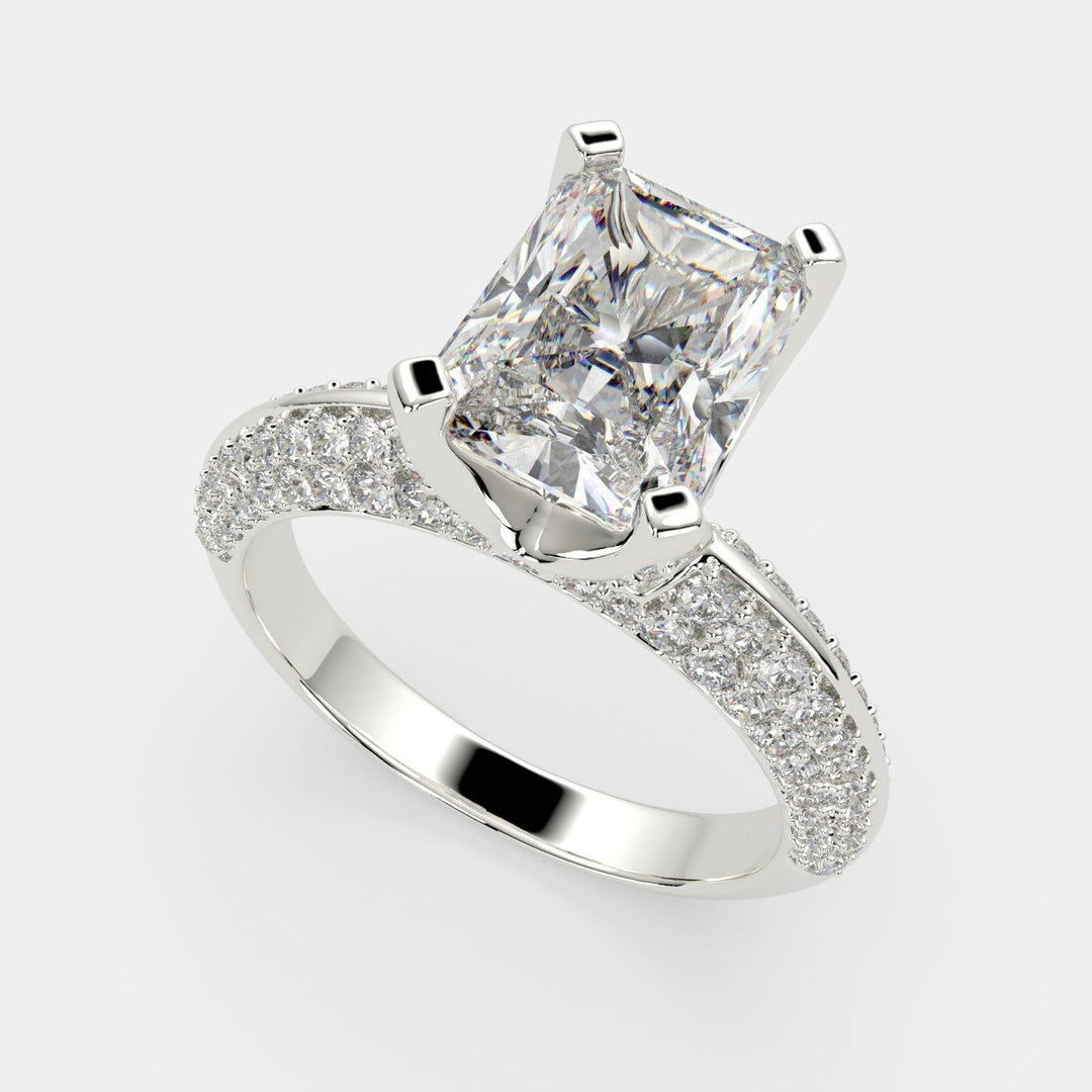 Daria Radiant Cut Pave 6 Prong Engagement Ring Setting - Nivetta