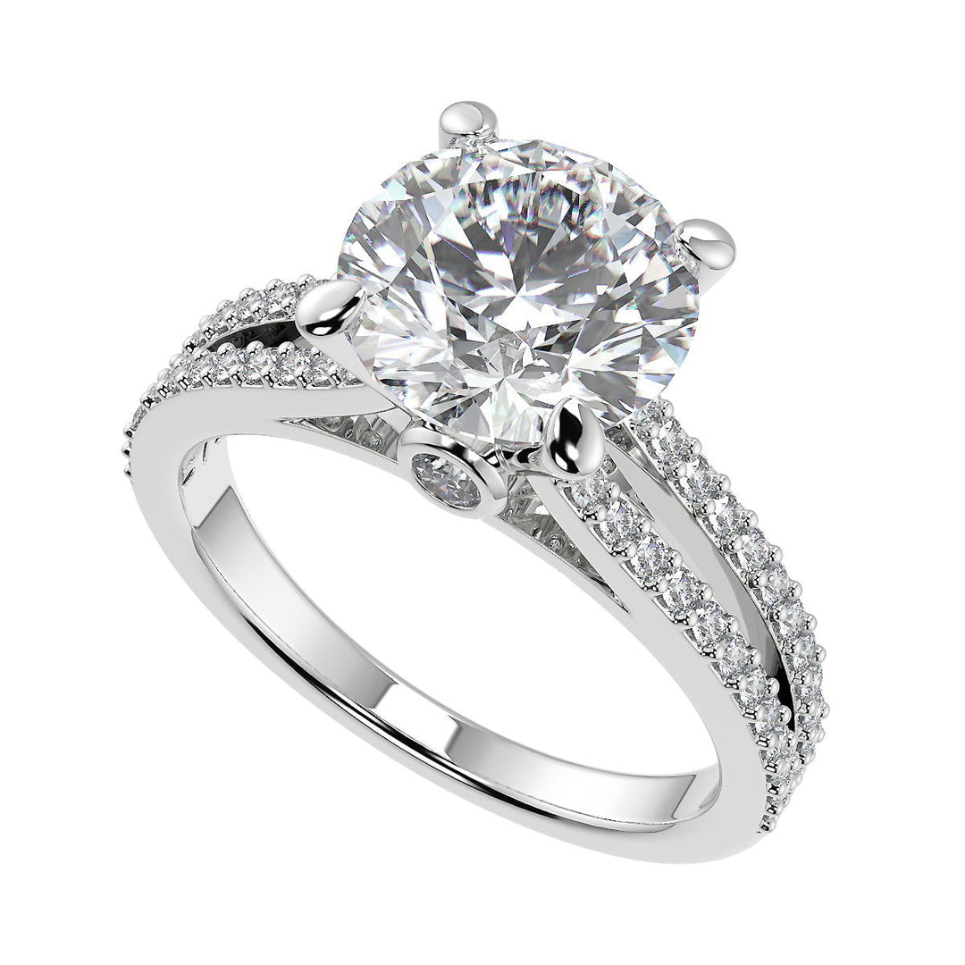 Denise Double French-Set Split Shank Round Cut Engagement Ring - Nivetta