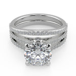 Load image into Gallery viewer, Denise Double French-Set Split Shank Round Cut Engagement Ring - Nivetta
