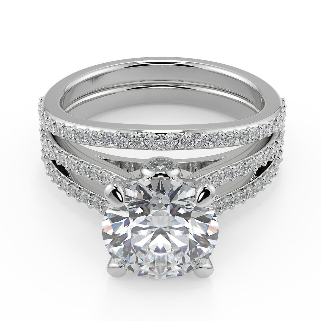 Denise Double French-Set Split Shank Round Cut Engagement Ring - Nivetta