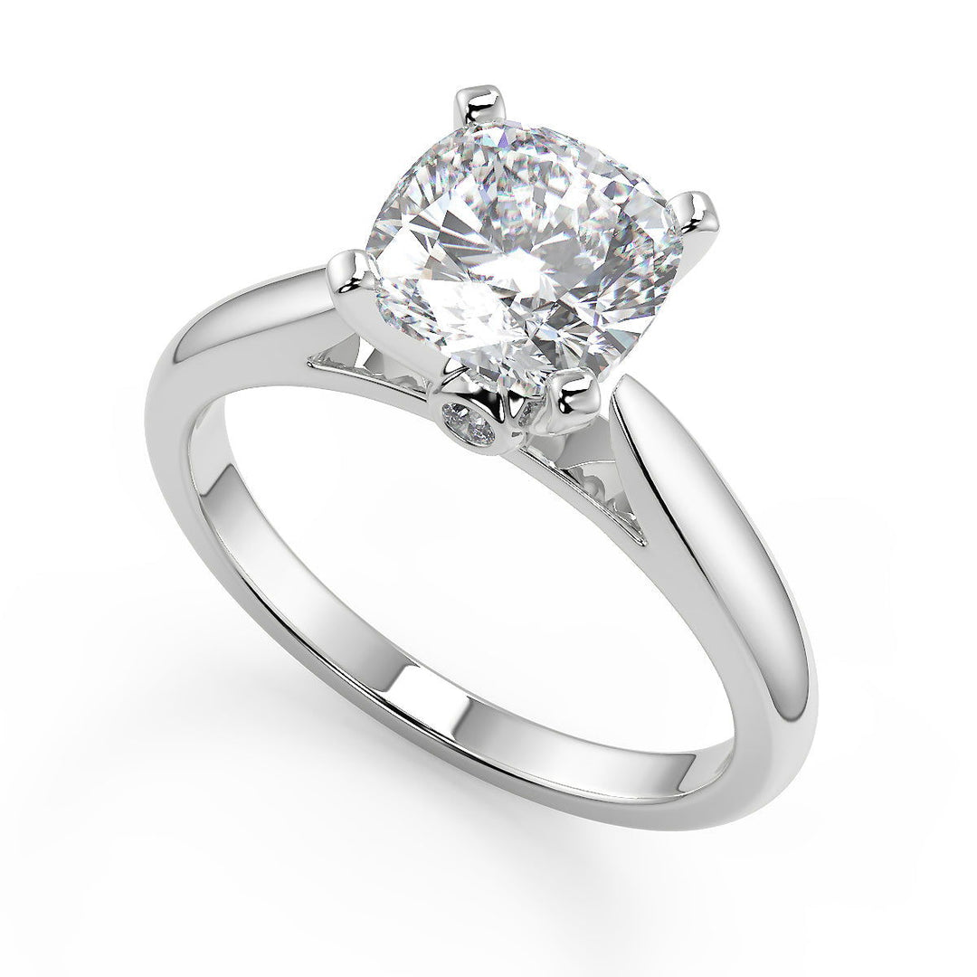 Desirae Classic Cathedral Solitaire Cushion Cut Diamond Engagement Ring - Nivetta