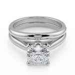 Load image into Gallery viewer, Desirae Classic Cathedral Solitaire Cushion Cut Diamond Engagement Ring - Nivetta
