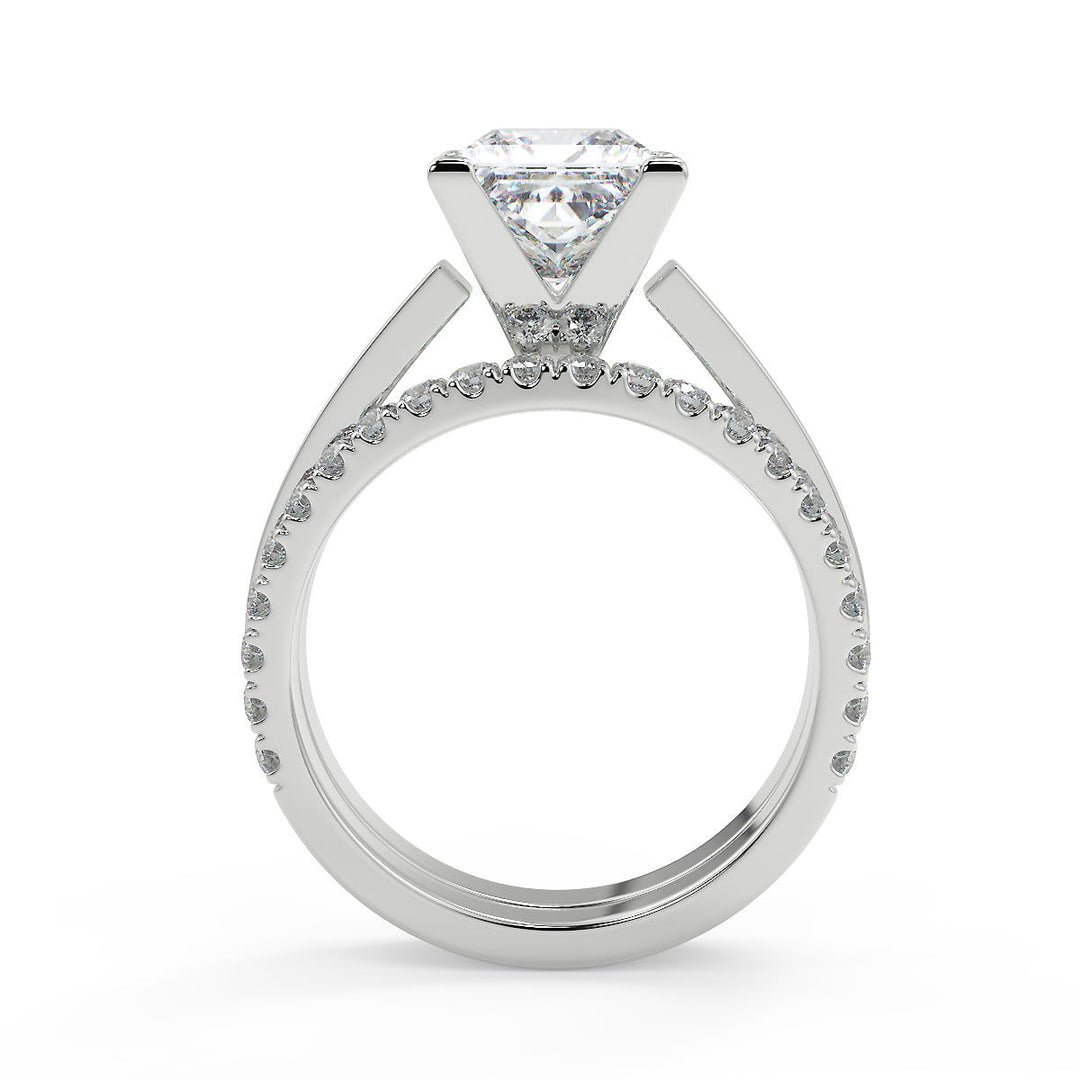 Diana Cathedral Solitaire Princess Cut Diamond Engagement Ring - Nivetta