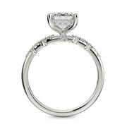 Diana Emerald Cut Pave Hidden Halo 4 Prong Claw Set Engagement Ring Setting - Nivetta