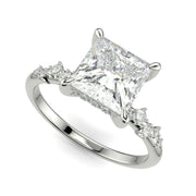 Diana Princess Cut Pave Hidden Halo 4 Prong Claw Set Engagement Ring Setting - Nivetta