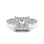 Load image into Gallery viewer, Diana Princess Cut Pave Hidden Halo 4 Prong Claw Set Engagement Ring Setting - Nivetta
