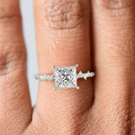 Load image into Gallery viewer, Diana Princess Cut Pave Hidden Halo 4 Prong Claw Set Engagement Ring Setting - Nivetta
