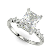 Diana Radiant Cut Pave Hidden Halo 4 Prong Claw Set Engagement Ring Setting - Nivetta