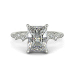 Load image into Gallery viewer, Diana Radiant Cut Pave Hidden Halo 4 Prong Claw Set Engagement Ring Setting - Nivetta
