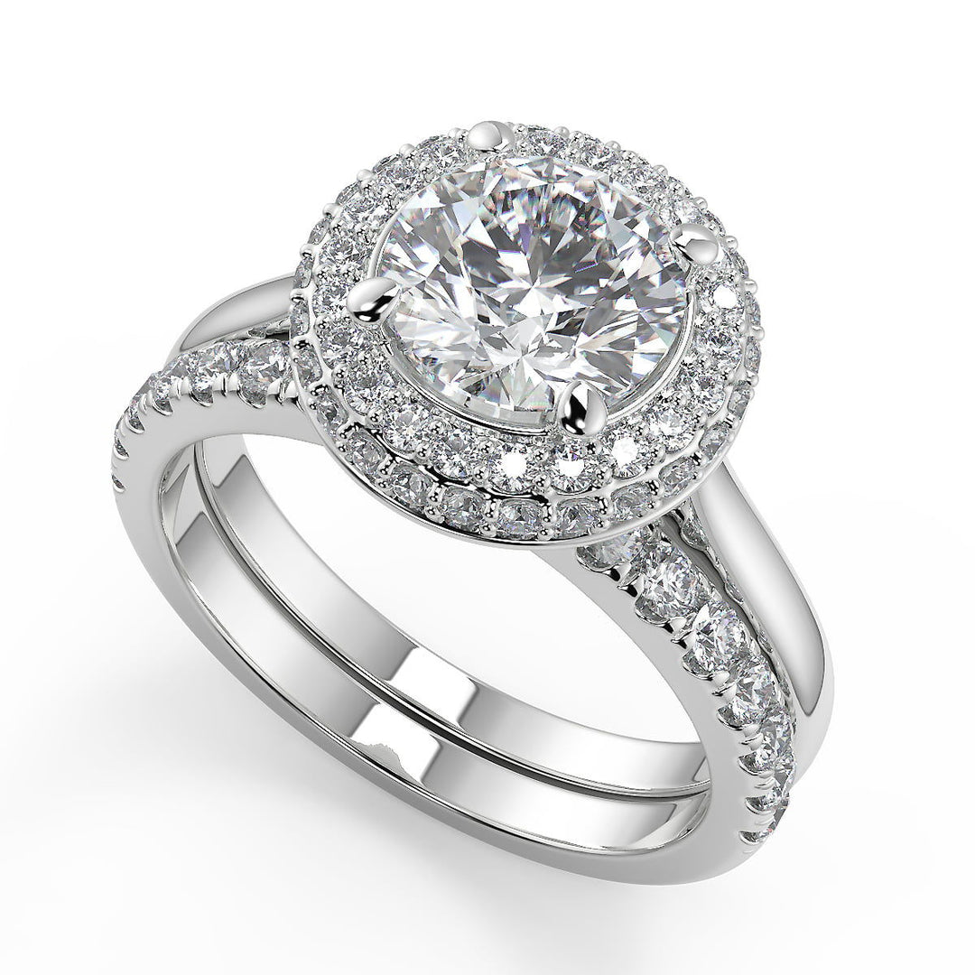 Eden Micro Pave Halo Round Cut Diamond Engagement Ring - Nivetta