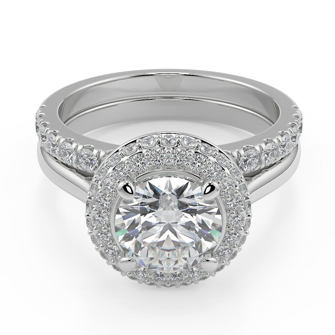 Eden Micro Pave Halo Round Cut Diamond Engagement Ring - Nivetta