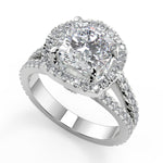 Load image into Gallery viewer, Edith Halo Pave Split Shank Cushion Cut Diamond Engagement Ring - Nivetta
