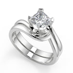 Load image into Gallery viewer, Elaine Bezel Set Twist Solitaire Princess Cut Diamond Engagement Ring - Nivetta
