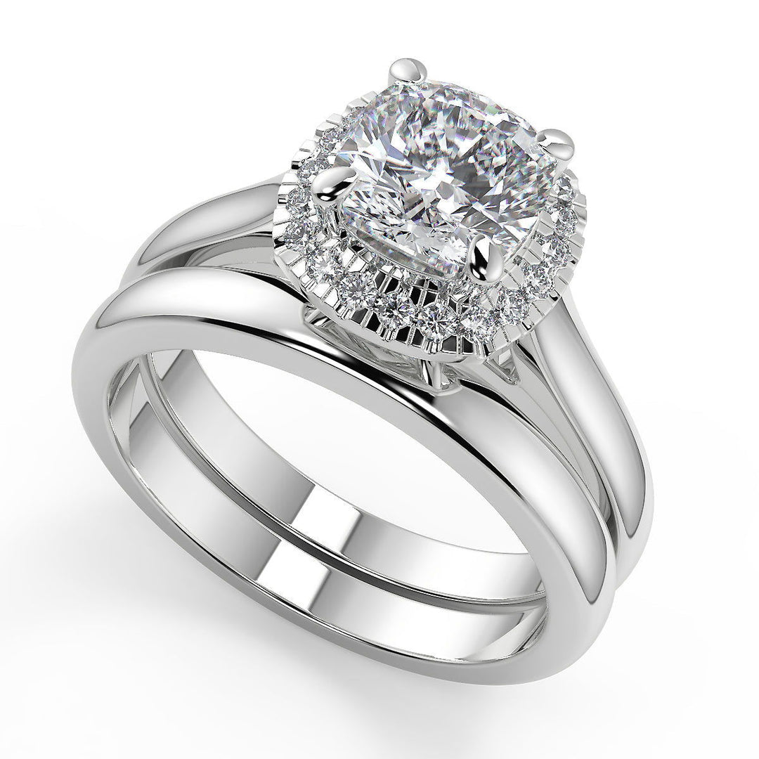 Eliana Halo 4 Prong Cushion Cut Diamond Engagement Ring - Nivetta