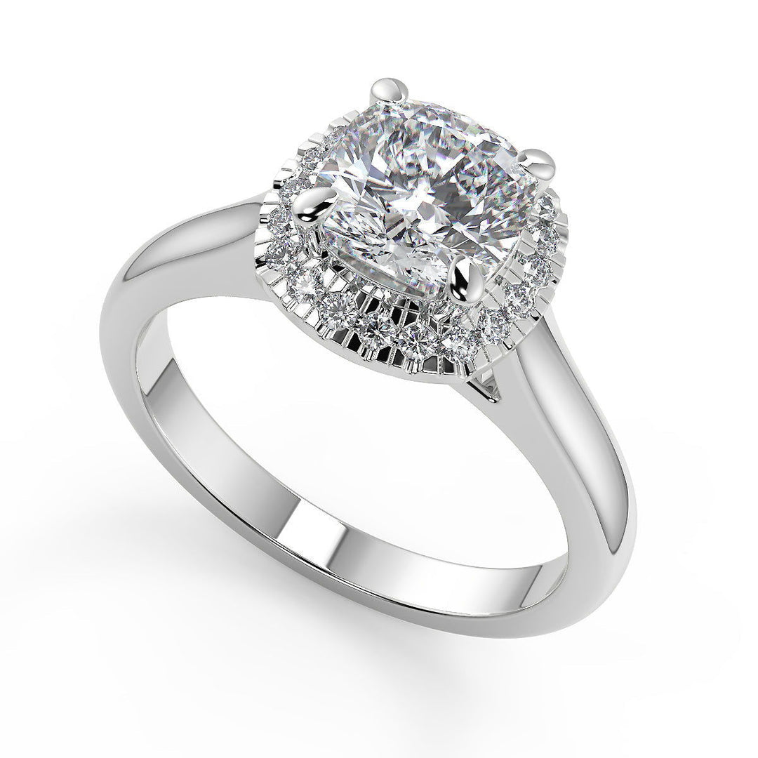 Eliana Halo 4 Prong Cushion Cut Diamond Engagement Ring - Nivetta