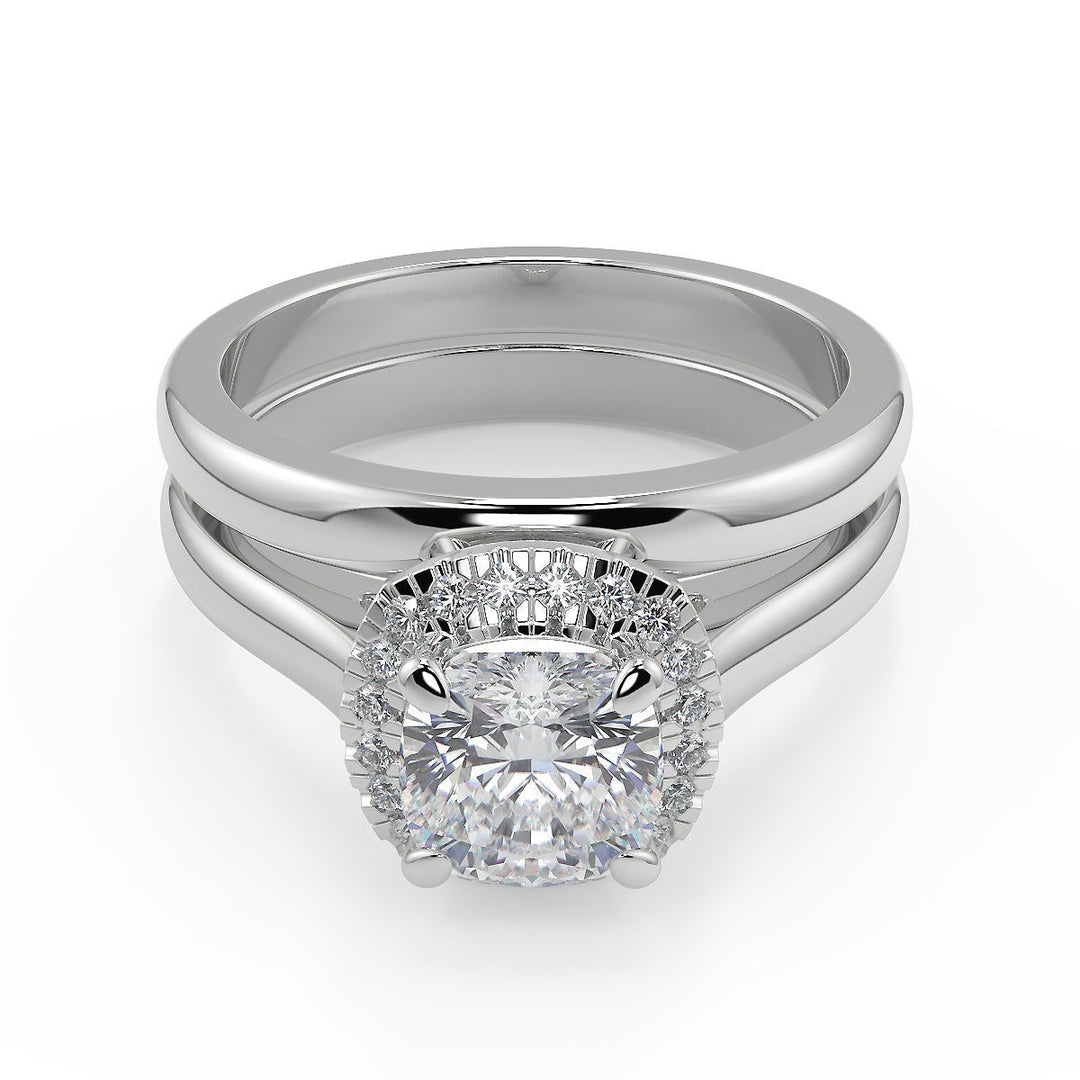 Eliana Halo 4 Prong Cushion Cut Diamond Engagement Ring - Nivetta