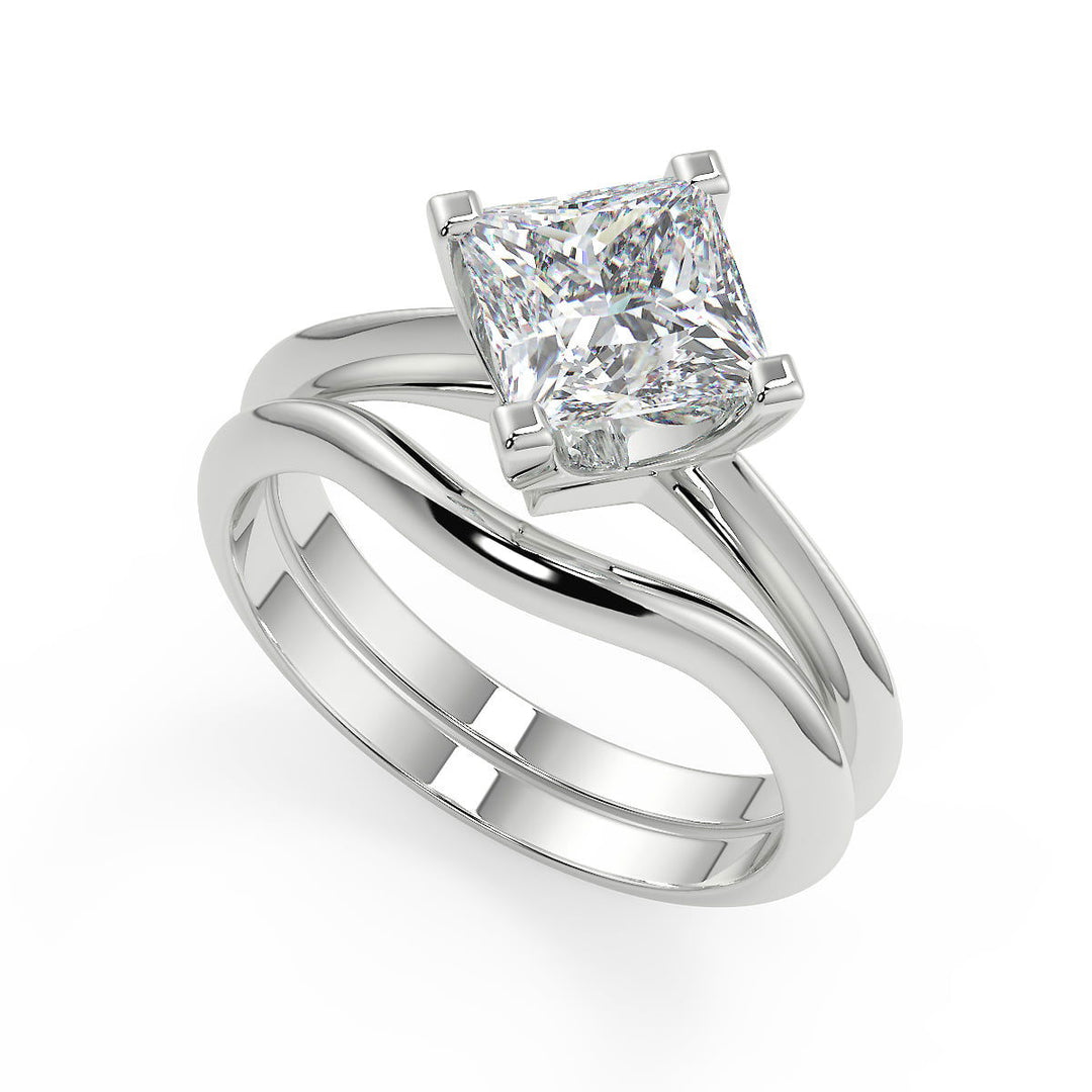 Emerson 4 Claw Compass Set Solitaire Princess Cut Diamond Engagement Ring - Nivetta