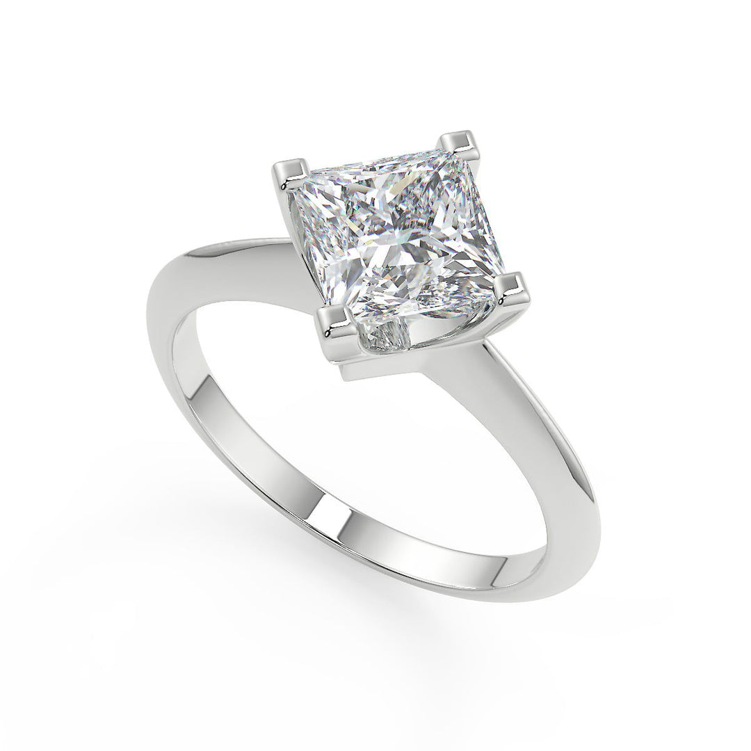 Emerson 4 Claw Compass Set Solitaire Princess Cut Diamond Engagement Ring - Nivetta