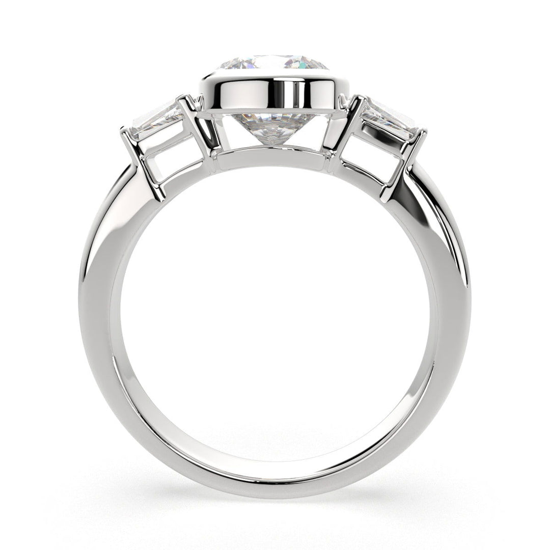 Emilia Cushion Cut Trilogy 3 Stone Engagement Ring Setting - Nivetta