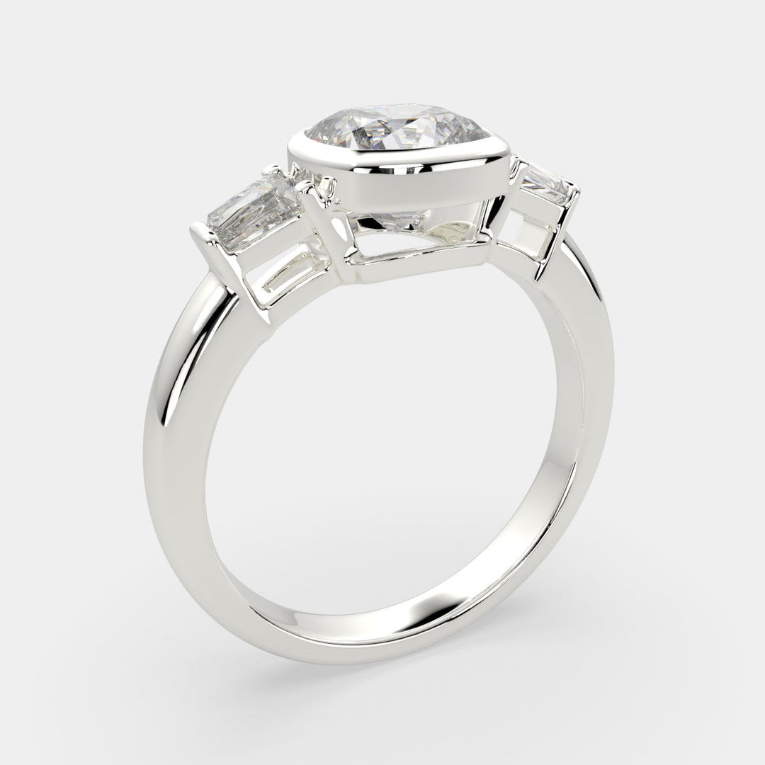 Emilia Cushion Cut Trilogy 3 Stone Engagement Ring Setting - Nivetta