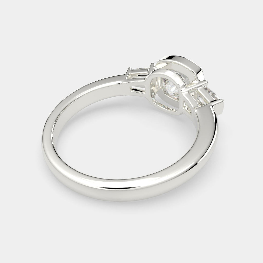 Emilia Cushion Cut Trilogy 3 Stone Engagement Ring Setting - Nivetta