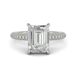 Load image into Gallery viewer, Emilia Emerald Cut Pave Halo 4 Prong Claw Set Engagement Ring - Nivetta
