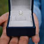 Load image into Gallery viewer, Emilia Emerald Cut Pave Halo 4 Prong Claw Set Engagement Ring - Nivetta
