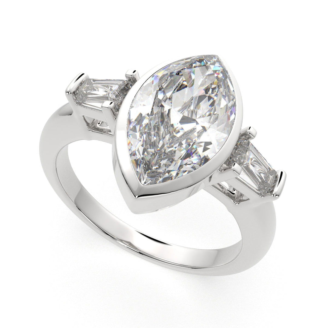 Emilia Marquise Cut Trilogy 3 Stone Engagement Ring Setting - Nivetta