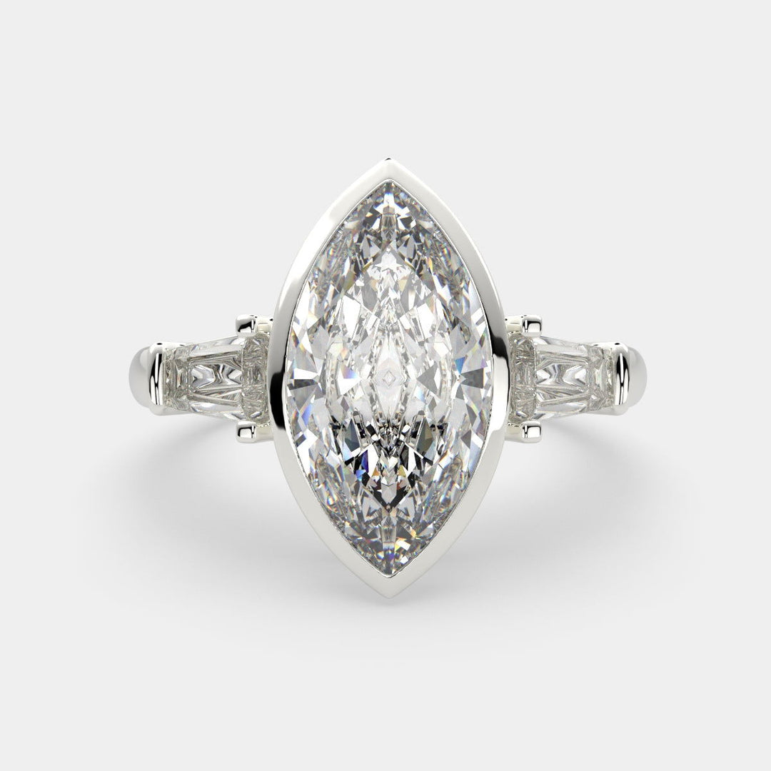 Emilia Marquise Cut Trilogy 3 Stone Engagement Ring Setting - Nivetta