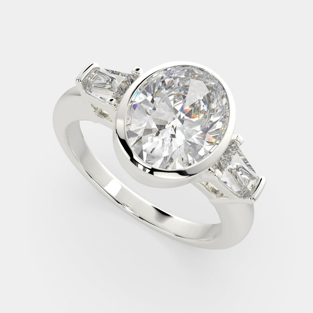 Emilia Oval Cut Trilogy 3 Stone Engagement Ring Setting - Nivetta