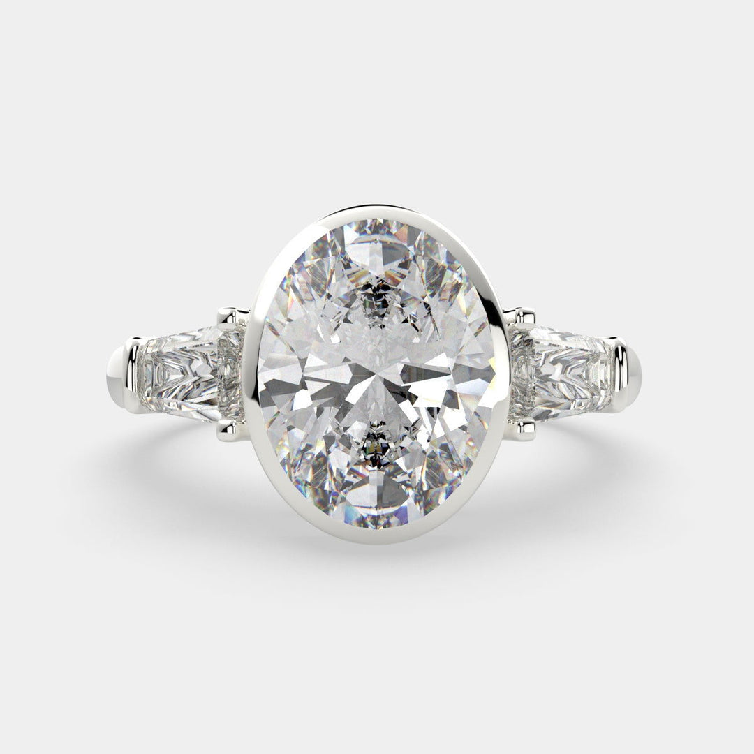 Emilia Oval Cut Trilogy 3 Stone Engagement Ring Setting - Nivetta