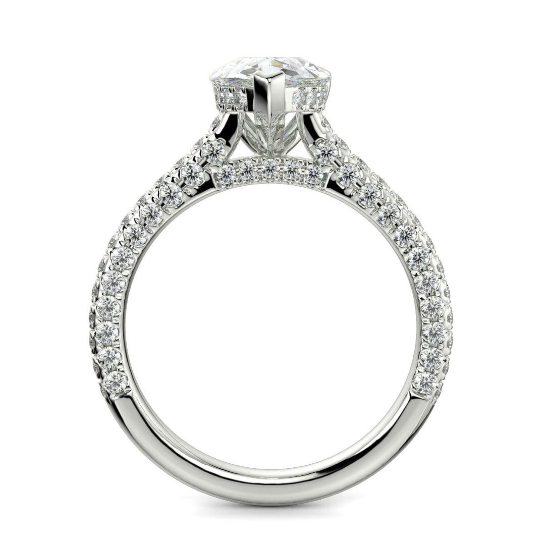 Emilia Pear Cut Pave Hidden Halo 4 Prong Claw Engagement Ring - Nivetta