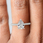 Load image into Gallery viewer, Emilia Pear Cut Pave Hidden Halo 4 Prong Claw Engagement Ring - Nivetta
