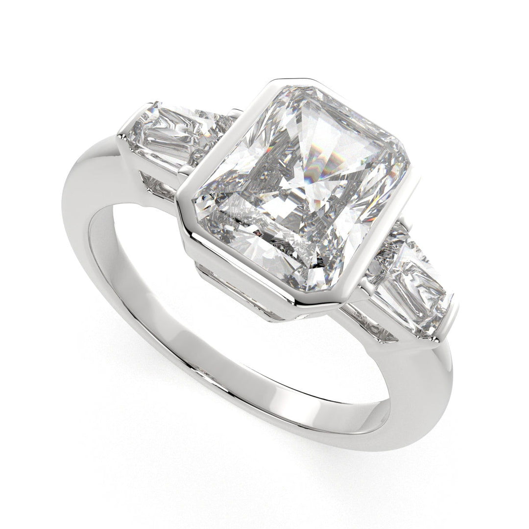 Emilia Radiant Cut Trilogy 3 Stone Engagement Ring Setting - Nivetta