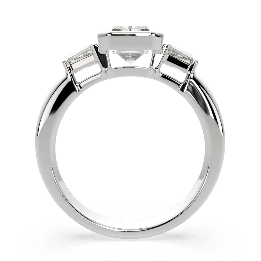 Emilia Radiant Cut Trilogy 3 Stone Engagement Ring Setting - Nivetta