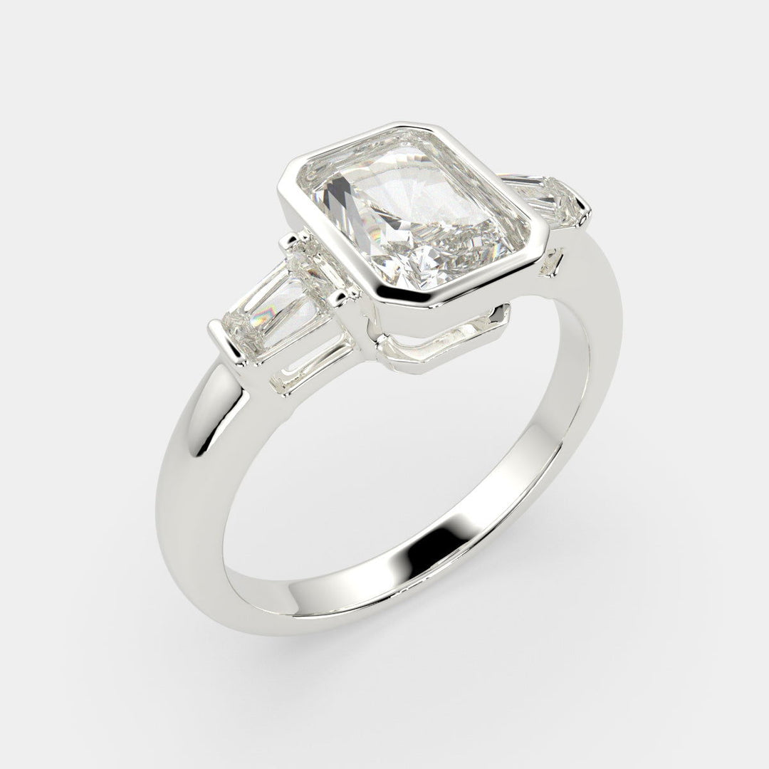 Emilia Radiant Cut Trilogy 3 Stone Engagement Ring Setting - Nivetta