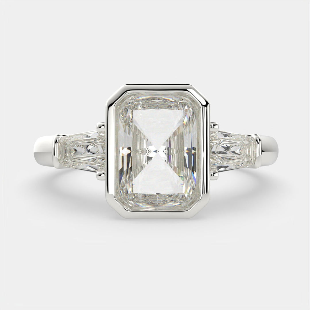 Emilia Radiant Cut Trilogy 3 Stone Engagement Ring Setting - Nivetta