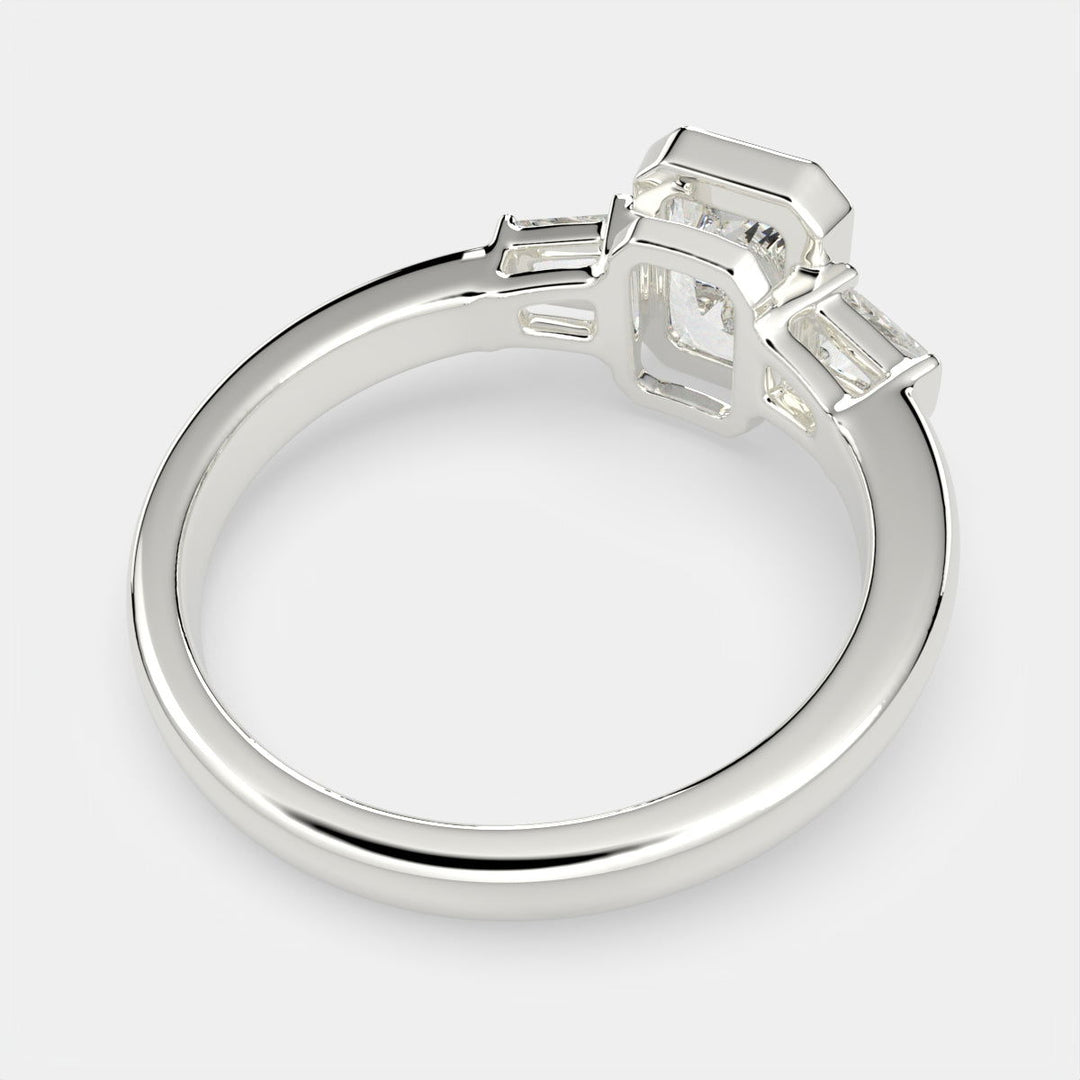 Emilia Radiant Cut Trilogy 3 Stone Engagement Ring Setting - Nivetta