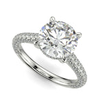 Load image into Gallery viewer, Emilia Round Cut Hidden Halo 4 Prong Claw Set Engagement Ring - Nivetta
