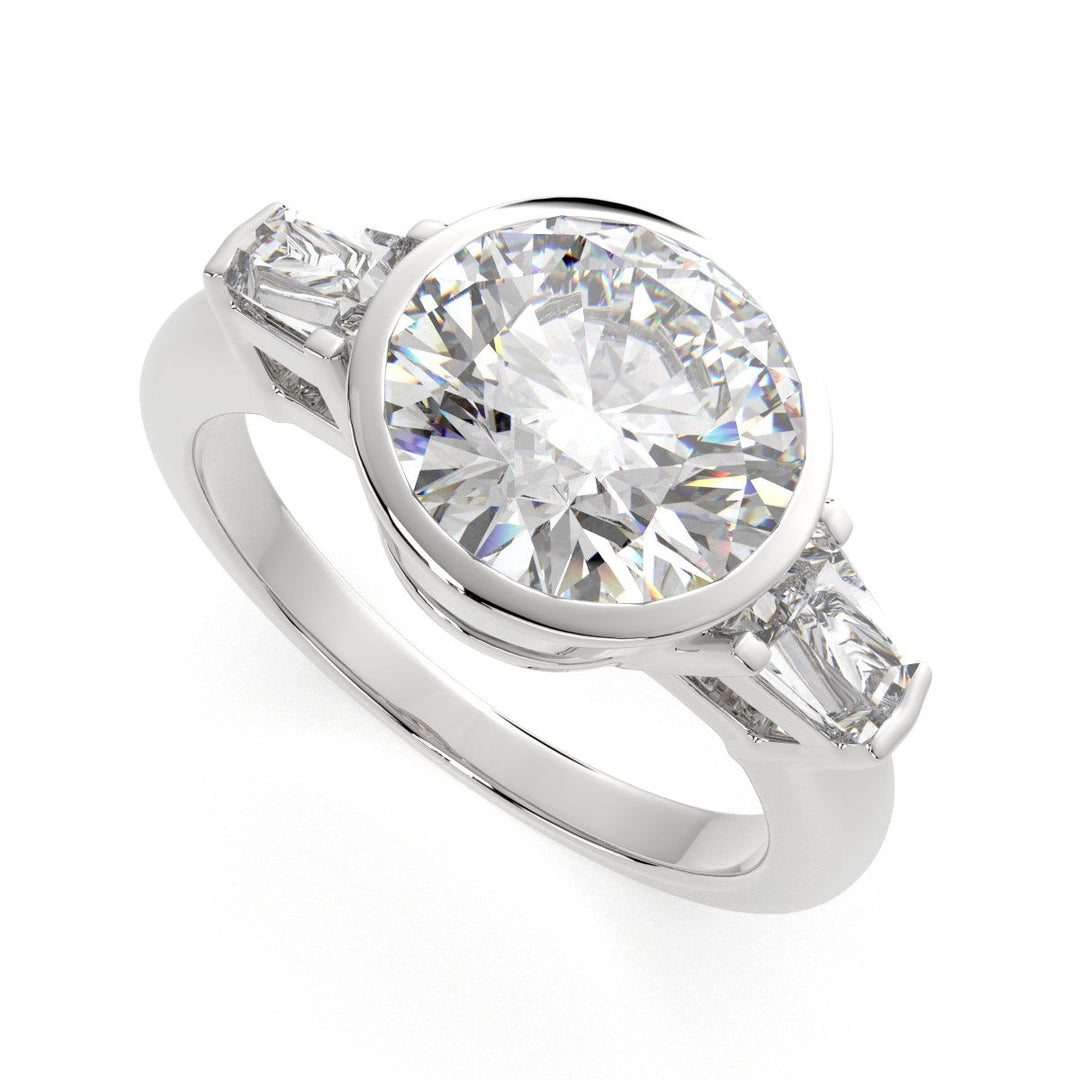 Emilia Round Cut Trilogy 3 Stone Engagement Ring Setting - Nivetta