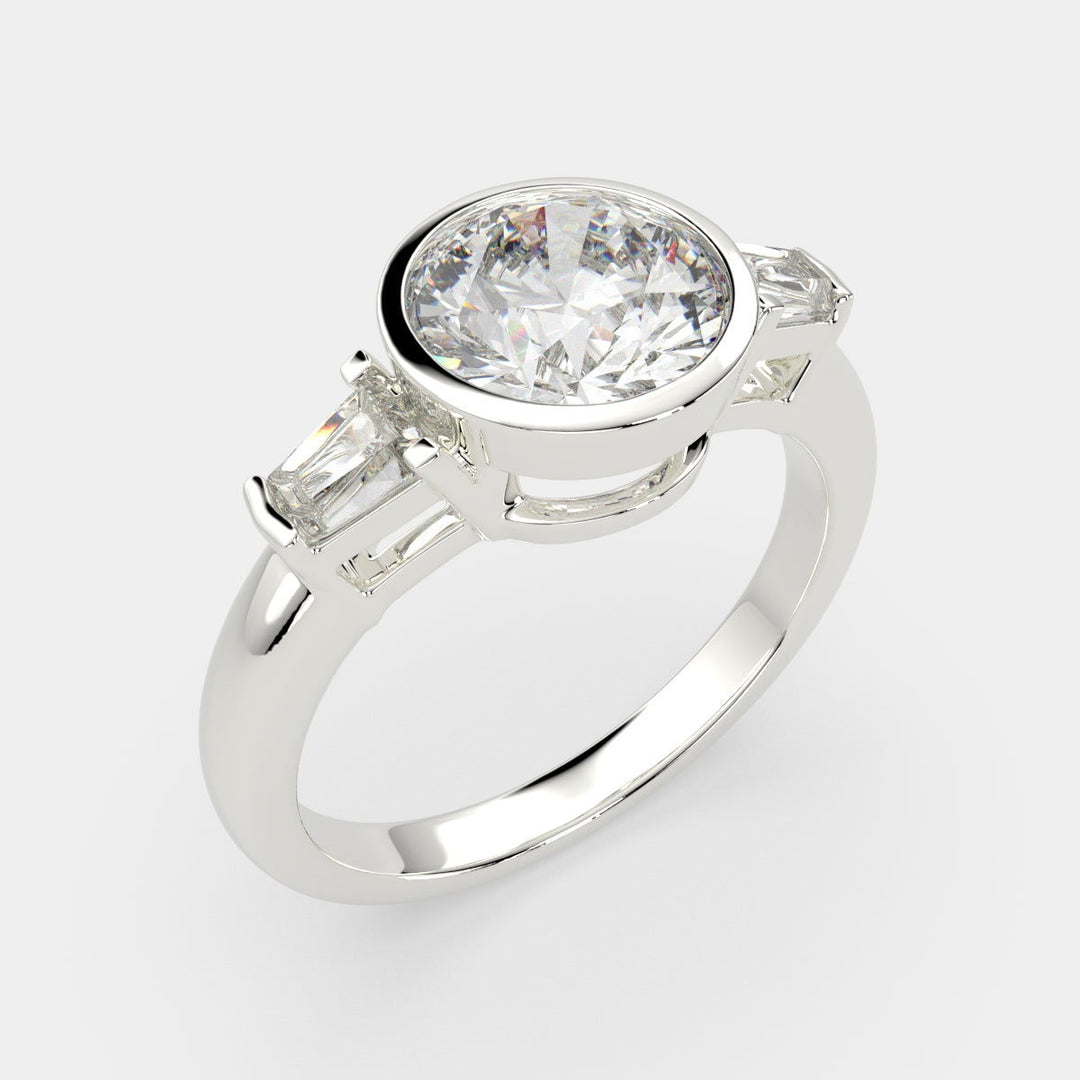 Emilia Round Cut Trilogy 3 Stone Engagement Ring Setting - Nivetta